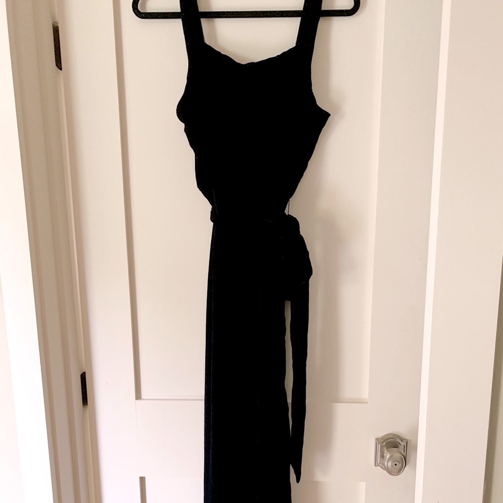 Gap Deep Blue Velvet Wide Leg Jumpsuit